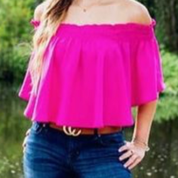 Hot Pink off the shoulder top - Picture 1 of 2